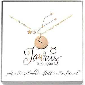 おうし座星座 14K ゴールドフィルド ブロンズ 占星術 星座 ホロスコープ ネックレス - 彼女へのギフト LoveItPersonalized Taurus Zodiac Sign 14K Gold Filled Bronze Astrology Constellation Horoscope Necklace - Gift for Her