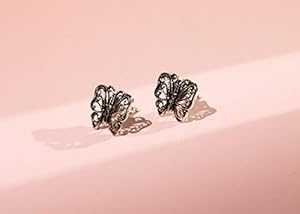 バタフライ - スターリングシルバー 925 スタッド ピアス (X363) Natural History Direct Butterfly - Sterling Silver 925 Stud Earrings (X363)