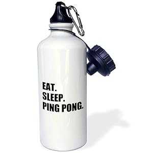 3dRose Eat Sleep Ping Pong humor fun text gift for table tennis fans Sports Water Bottle, 21 oz, Multicolor