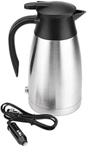 Camping Wasserkocher 24V - Terisass Portable Car Electric Kettle Travel 1000Ml Stainless Steel Hot Water Bottle Fast Boiling with Hot Water Bottle Food Grade PP Silver Black for Tea Coffee 12V / 24V p