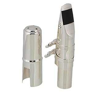 Yibuy #7 シルバー ニッケルメッキ B フラット テナー サックス マウスピース リガチャー リード付き Yibuy #7 Silver Nickel-plated B-flat Tenor Saxophone Mouthpiece with Ligature Reed