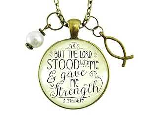 Gutsy Goodness 36 インチ イエス フィッシュ 信仰 ネックレス Lord Stood Gave Strength クリスチャン ジュエリー Gutsy Goodness 36\
