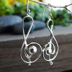 ト音記号音符シンボル イヤリング 925 スターリング シルバー JD07 JackieDesign Treble Clef Music Note Symbol Earrings 925 Sterling Silver JD07