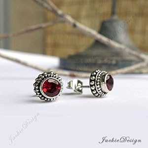 6mm レッド ガーネット スタッド ポスト イヤリング バリ スターリング シルバー JD143 JackieDesign 6mm Red Garnet Stud Post Earrings Bali Sterling Silver JD143 10,681円