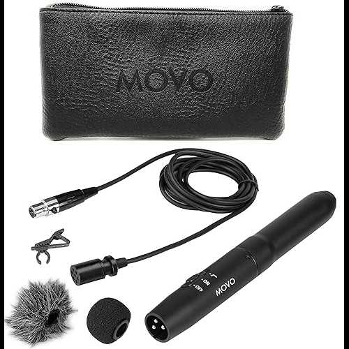 Movo LV11OD XLR ラベリア無指向性コンデンサーマイク、ファンタム電源供給、12mm マイクカプセル、フォームおよびデッドキャットウィンドスクリーン、デラックスケース付き Movo LV11OD XLR Lavalier Omnidirectional Condenser Microphone with Phantom Powe