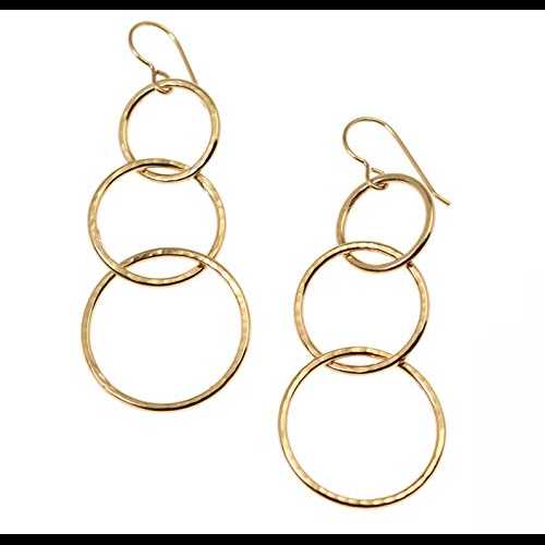ハンマードブロンズ3段ダングルイヤリング John S Brana Designer Jewelry Hammered Bronze Three Tiered Dangle Earrings｜Glomarket