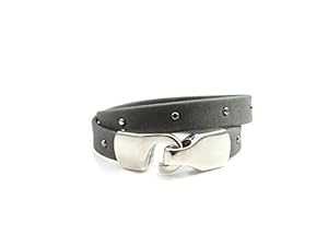 レディース グレー スタッズ レザー ラップ ブレスレット Designed by Stacey Jewelry, LLC Grey Studded Leather Wrap Bracelet for Women｜Glomarket