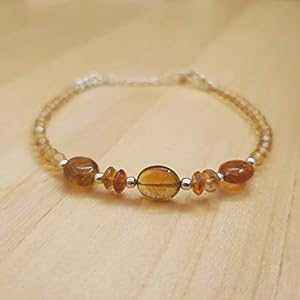 イエロー シトリン オーバル ビーズ ブレスレット スターリング シルバー パーツ 11 月の誕生日ギフトのアイデア ジュエリー anushruti Yellow Citrine Oval Beads Bracelet Sterling Silver Findings November Birthday Gift ideas Jewelry