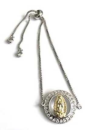 Virgen de Guadalupe 調節可能なシルバー メッキ ブレスレット 聖母マリア ジュエリー Sifrimania Virgen de Guadalupe Adjustable Silver Plated Bracelet Virgin Mary Jewelry