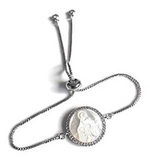 聖母マリアのマザーオブパール調節可能なチェーンブレスレット Sifrimania Virgin Mary Mother of Pearl Adjustable Chain Bracelet
