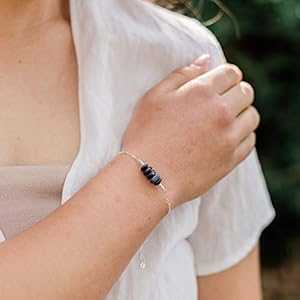 925 スターリングシルバーのサファイア ビーズ バー ブレスレット - 本物の宝石 Luna Tide Sapphire Bead Bar Bracelet in 925 Sterling Silver - Genuine Gemstone 12,314円