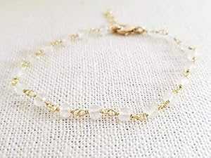 クリアクォーツブレスレット - ジェムストーンジュエリー - ワイヤーラップロザリオチェーン - 14K ゴールドフィルド CY Design Studio Clear Quartz Bracelet - Gemstone Jewelry - Wire Wrapped Rosary Chain - 14k Gold Filled|Glomarket