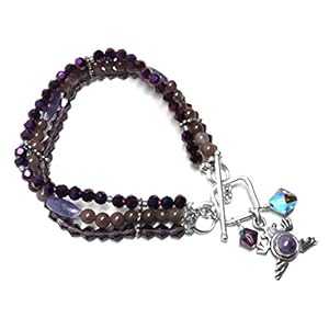レピドライト パープル カエル スターリング シルバー チャーム ブレスレット トリプル ストランド Meredithbead Lepidolite Purple Frog Sterling Silver Charm Bracelet Triple Strand|Glomarket