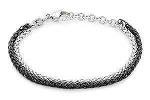 Galis Mens Bracelet - Stainless Steel Bracelet for Men, Non Tarnish Silver Plated Rope Chain Bracelet, Stylish Birthday Bracelets For Boys & Men, Silver & Black Bracelet For Men 7\