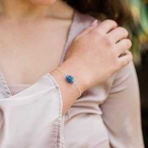カイヤナイト ビーズ 赤ちょうちん 腕輪 925 スターリング しろがね色 - 本物の珠玉 Kyanite Bead Bar Bracelet インチ 925 Sterling Silver - Genuine Gemstone