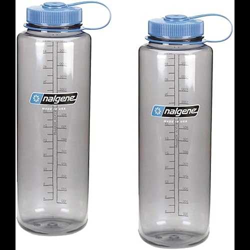 Nalgene Silo 48薬局衡オンス Tritan Grey W/Blue Top Wide Mouth Bottle, 2 Bottle Pack, 11.3 Inches Tall by 3.5 Inches インチ Diameter