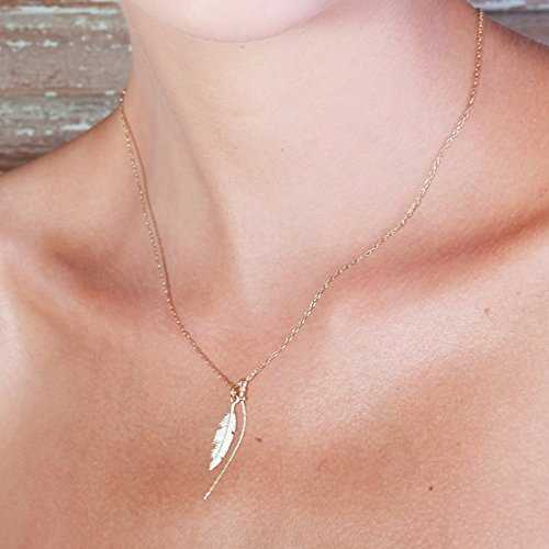 羽毛 首飾り 14K ゴールドフィルド チェーン店 羽毛 シャンデリヤ 首飾り 亭主もち用 Avnis Feather necklace 14k Gold filled Chain Feather Pendant Necklace for women