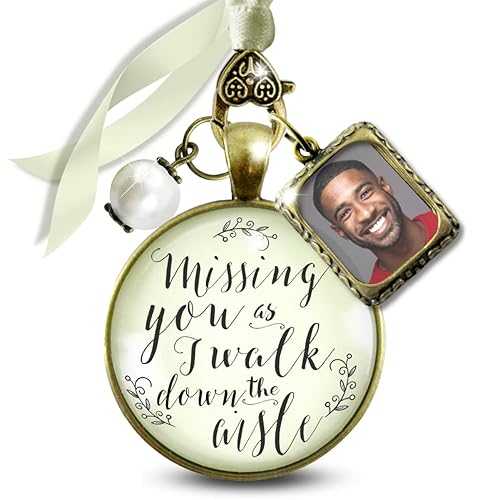 Gutsy Goodness Missing You As I Walk Down the Aisle Wedding Bouquet Memory Charm Memorial Remembrance Photo Jewels