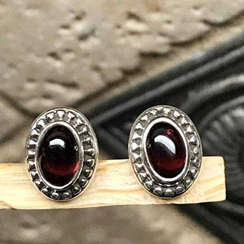 天然カボチャン ガーネット 925 ソリッド スターリング シルバー イヤリング 9mm Natural Rocks by Kala Natural Cabochan Garnet 925 Solid Sterling Silver Earrings 9mm｜Glomarket