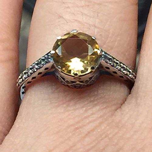 ナチュラル 1ct ゴールデン シトリン 925 ソリッド スターリング シルバー エンゲージメント リング サイズ 6 Natural Rocks by Kala Natural 1ct Golden Citrine 925 Solid Sterling Silver Engagement Ring Size 6