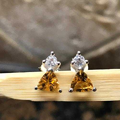 本物の 1.25 カラット ゴールデン シトリン 925 益荒男 スターリング しろがね色 イヤリング 7 粍 Natural Rocks by Kala Genuine 1.25コンピュータ断層撮影法 Golden Citrine 925 Solid Sterling Silver Earrings 7粍