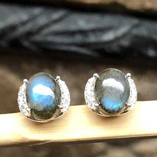 ナチュラル ブルー ラブラドライト 925 スターリング シルバー イヤリング 8mm Natural Rocks by Kala Natural Blue Labradorite 925 Sterling Silver Earrings 8mm