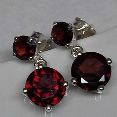 ナチュラル 4ct パイロープ ガーネット 925 ソリッド スターリング シルバー イヤリング 18mm Natural Rocks by Kala Natural 4ct Pyrope Garnet 925 Solid Sterling Silver Earrings 18mm
