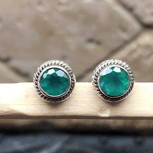 自然的 緑であること オニキス 925 益荒男 スターリング しろがね色 スタッド ピアス 長さ 7粍 Natural Rocks by Kala Natural Green Onyx 925 Solid Sterling Silver Stud Earrings 7粍 Long