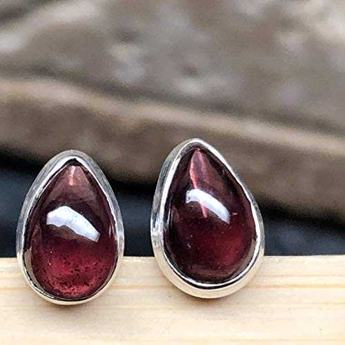 生まれながらカボチャン ガーネット 925 益荒男 スターリング しろがね色 イヤリング 8粍 Natural Rocks by Kala Natural Cabochan Garnet 925 Solid Sterling Silver Earrings 8粍