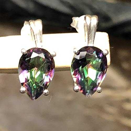 ゴージャスな 2ct ミスティック トパーズ 925 ソリッド スターリング シルバー イヤリング 15mm Natural Rocks by Kala Gorgeous 2ct Mystic Topaz 925 Solid Sterling Silver Earrings 15mm