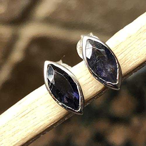 生まれながらアイオライト 925 益荒男 スターリング しろがね色 イヤリング 8粍 Natural Rocks by Kala Natural Iolite 925 Solid Sterling Silver Earrings 8粍