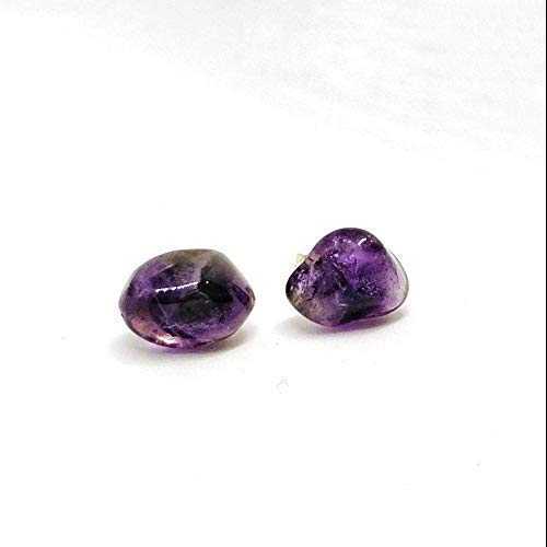 ダークアメジスト イヤリング - スターリングシルバーの裏地 - 5 ~ 10 mm の未加工クリスタル スタッド - 低刺激性、ニッケルフリーのイヤリング Designs by Nature Gems Dark Amethyst Earrings - Sterling Silver Backing - 5-10mm Raw Crysta|Glomarket