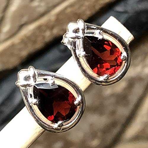 ナチュラル 2.25ct パイロープ ガーネット 925 ソリッド スターリング シルバー イヤリング 15mm Natural Rocks by Kala Natual 2.25ct Pyrope Garnet 925 Solid Sterling Silver Earrings 15mm｜Glomarket