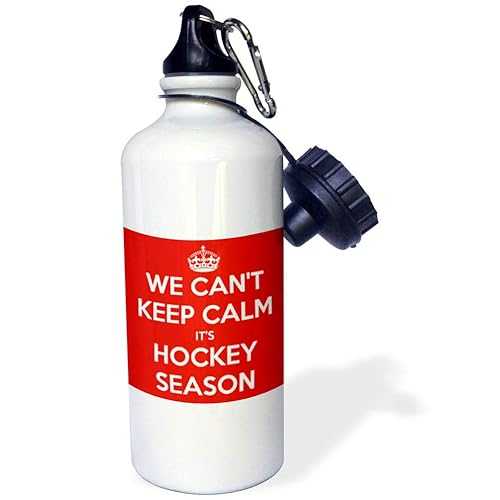 3dRose cant keep calm its hockey season, Red and White-Sports Water Bottle, 21oz , 21 oz, Multicolored