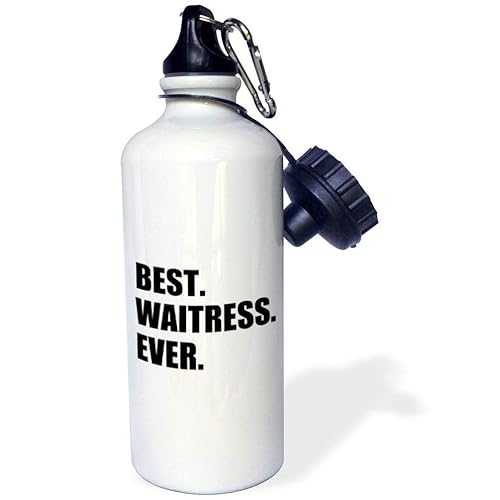 3dRose Best Waitress Ever-fun job pride gifts for worlds greatest waiting-Sports Water Bottle, 21oz , 21 oz, Multicolor