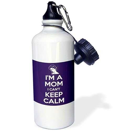 3dRose Im a mom I cant keep calm. Purple. -Sports Water Bottle, 21oz , 21 oz, Multicolor