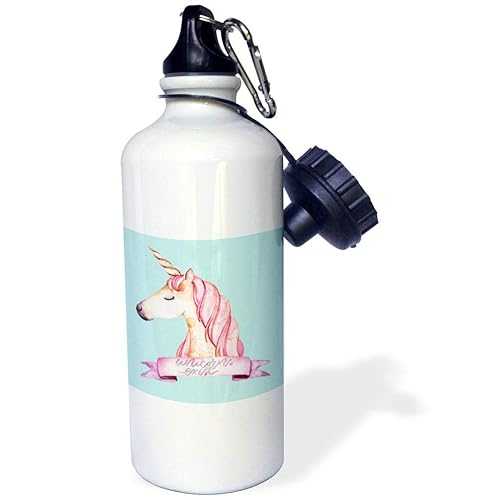 3dRose Blue Girl Unicorn Water Bottle