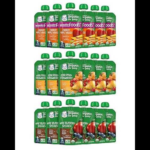 Gerber Organic Baby Food Pouches, 2nd Foods for Sitter, Fruit & Veggie Variety Pack, 3.5 Ounce (Set of 18)