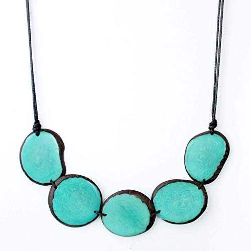 Tagua チップ ネックレス アクアマリン ハンドメイド フェアトレード 調節可能 FLORAMA Natural Jewelry Tagua Chips Necklace Aquamarine Handmade Fair Trade and Adjustable