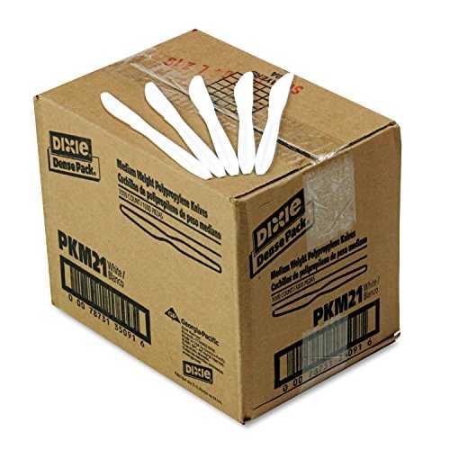 DIXPKM21 - プラスチック食器、中量ナイフ、ホワイト Dixie DIXPKM21 - Plastic Tableware, Mediumweight Knives, White