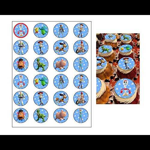 食用トイ・ストーリー 4 カップケーキトッパー 24 個 - トイ・ストーリーのケーキデコレーション My Smart Choice 24 Edible Toy Story 4 Cupcake toppers - Toy story cake decorations画像