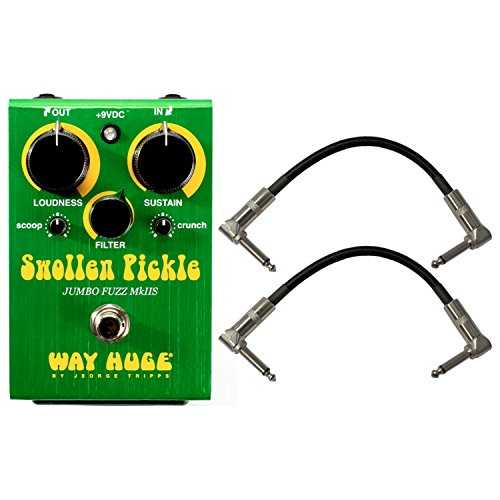 Way Huge WHE401S Swollen Pickle Jumbo Fuzz MKIIS Pedal w/ 2 Patch Cables