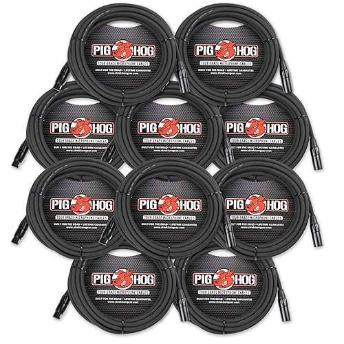 Pig Hog PHM25 25フィート XLR 8mm ツアーグレード マイクケーブル (10本パック) Pig Hog PHM25 25' ft XLR 8mm Tour Grade Mic Cable (10-Pack)