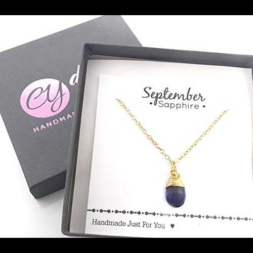 9月の誕生石サファイアクォーツ14Kゴールドフィルドネックレス - 意中の女への差し上げ物 CY Design Studio September Birthstone Sapphire Quartz 14k Gold Filled Necklace - Gift for Her