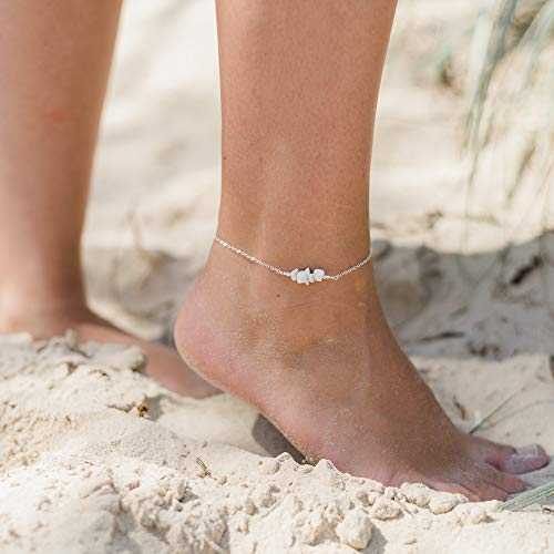 Howlite ビーズバーアンクレット 925 スターリングしろがね色 - 本物の貴石 Howlite Bead Bar Anklet インチ 925 Sterling Silver - Genuine Gemstone