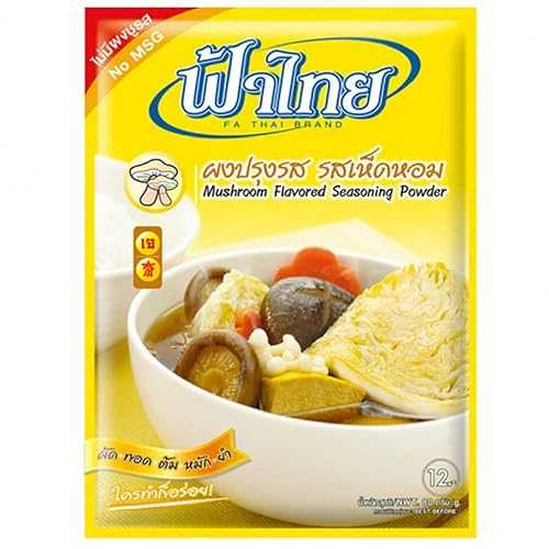 FA THAI BRAND、調味料パウダー、キノコ風味の調味料パウダー、サイズ 80 グラム X 3 パック Fathai FA THAI BRAND, Seasonings Powder, Mushroom Flavored Seasoning Powder, Size 80 Grams X 3 Packs