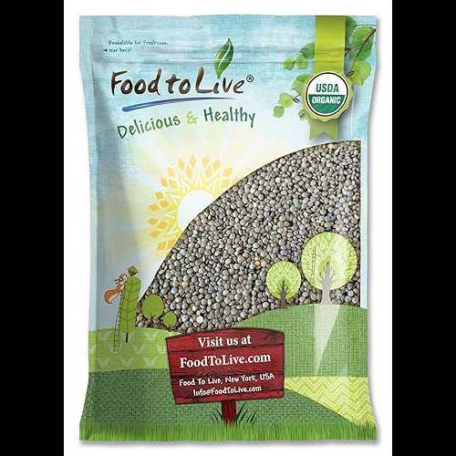 Food to Live Organic French Green Lentils, 15 Pounds Non-GMO, Whole Dry Beans, Raw, Sproutable, Vegan, Kosher. Rich in Folate, Fiber, and Plant-Based Protein. Great for Soups, Chili and Curries