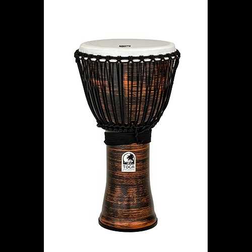 Toca TF2DJ-12SC フリースタイル II ロープチューン 12 インチ ジャンベ - コパースパン仕上げ Toca TF2DJ-12SC Freestyle II Rope Tuned 12-Inch Djembe - Copper Spun Finish