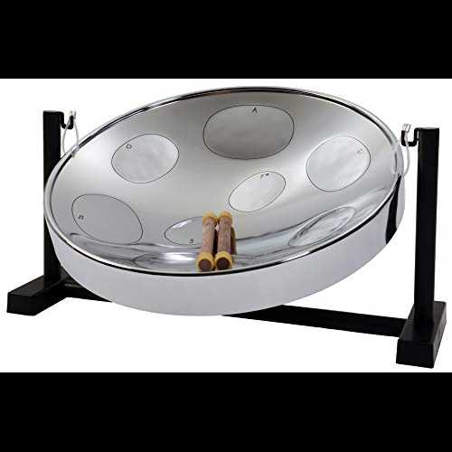 Panyard Jumbie Jam Steel Ready to Play Kit-Chrome G-Major with Table Top Stand-Made in USA Authentic Pan, 16-inch (W1088) Panyard Jumbie Jam Steel Ready to Play Kit-Chrome G-Major with Table Top Stand-Made in USA Authe