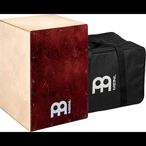 Meinl Percussion Cafe Cajon Box Drum Plus Bag with Snare and Bass Tone for Acoustic Music Made in Europe Baltic Birch Wood, Play with Your Hands, 2-Year Warranty, Natural/Wine Red (BC1NTWR)｜Glomarket